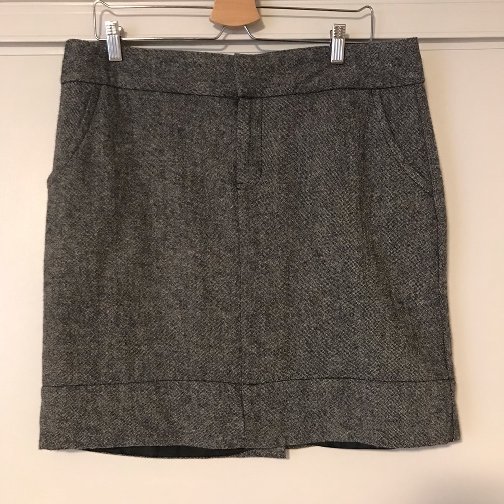 Black wool blend mini skirt